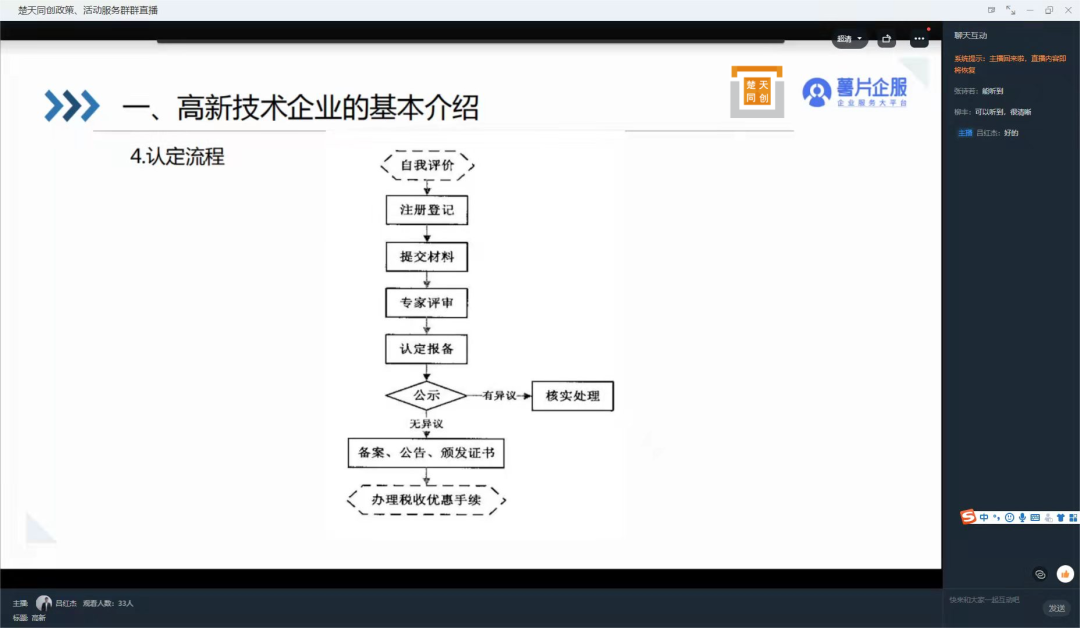 楚天同创外贸综合服务平台开展高新技术企业申报指导活动